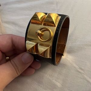 HERMÉS Crocodile Collier Cuff Bracelet